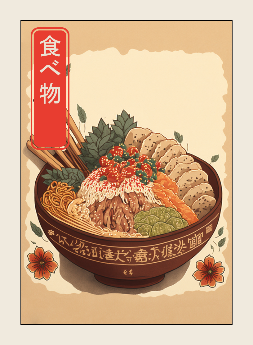 Food token - custom Japanese art design for tabletop gaming