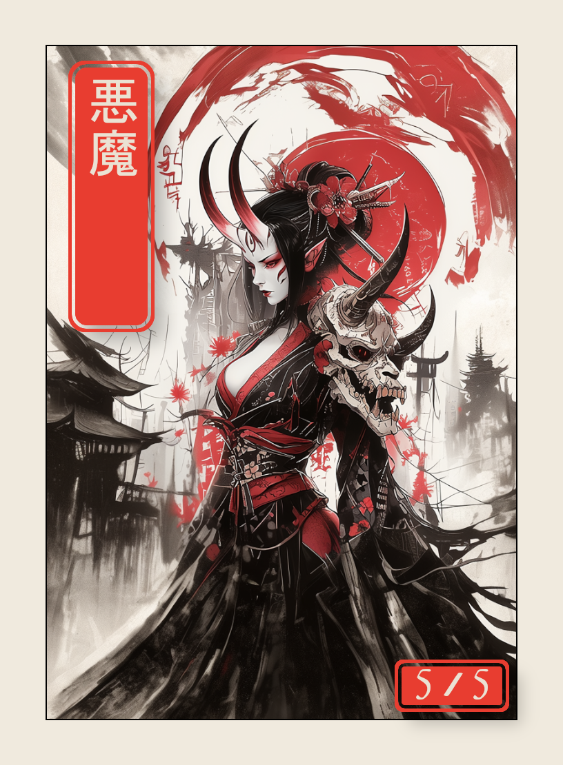 Demon token - custom Japanese art design for tabletop gaming