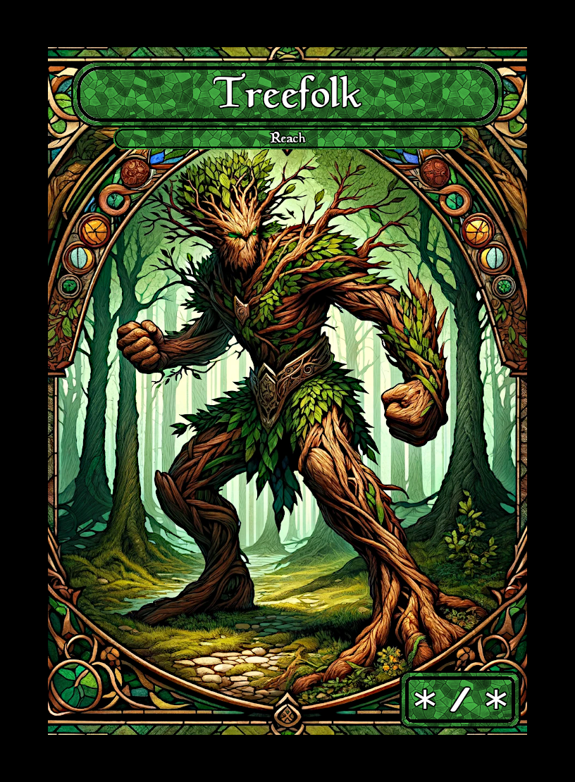Treefolk token - custom Stained Glass art design for tabletop gaming