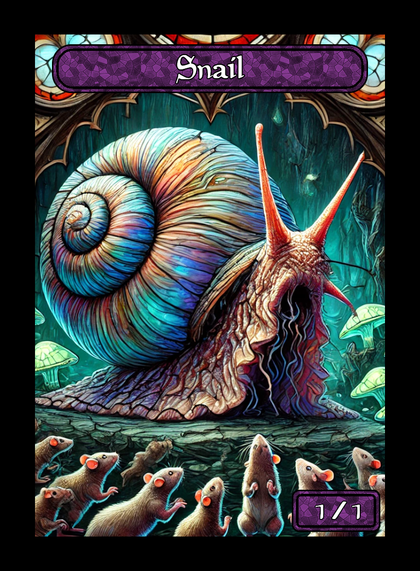 Snail token - custom Stained Glass art design for tabletop gaming