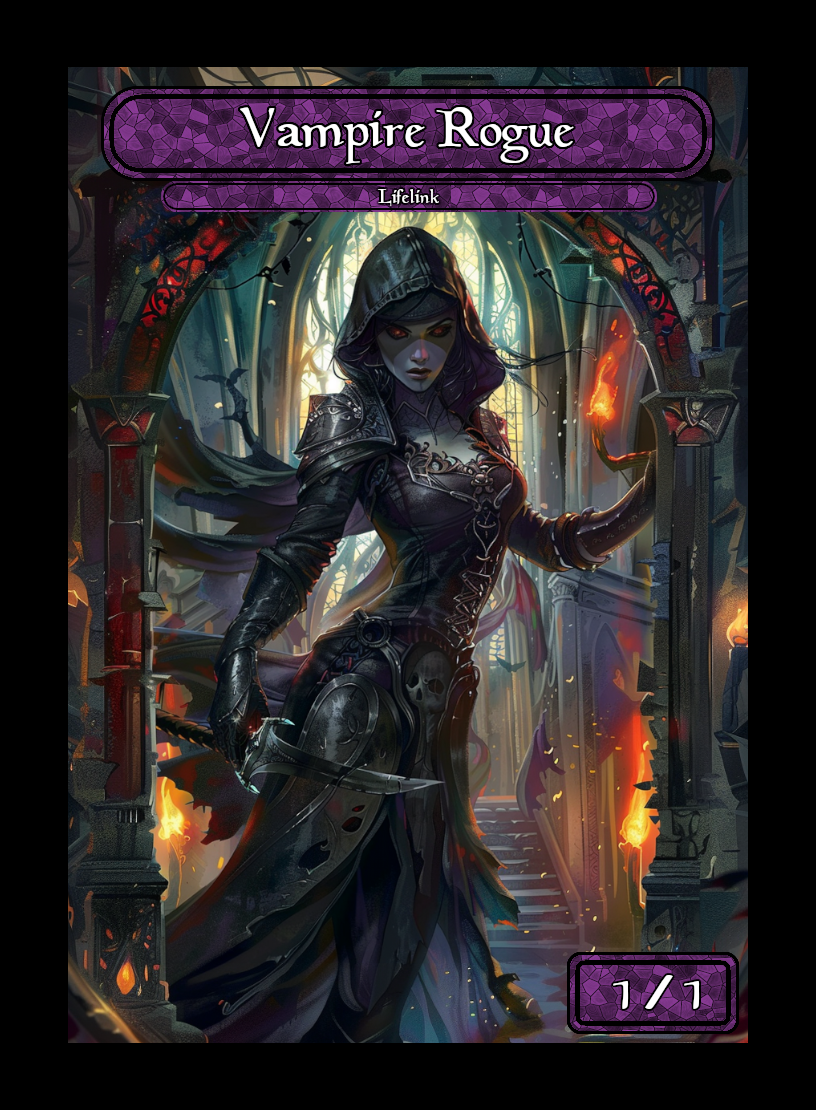 Vampire Rogue token - custom Stained Glass art design for tabletop gaming