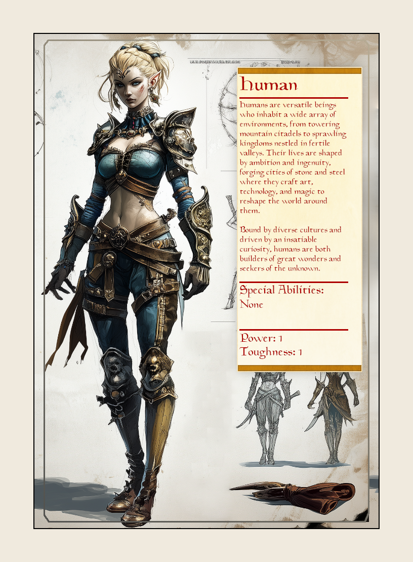 Human token - custom Monster Profile art design for tabletop gaming