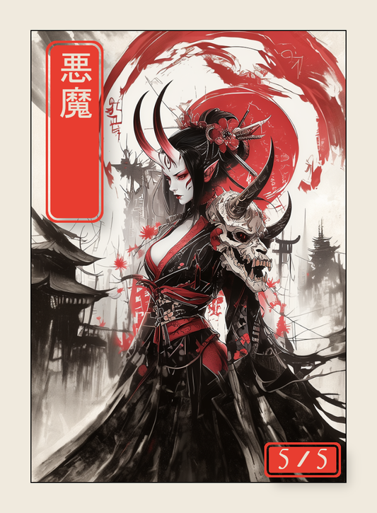 Demon token - custom Japanese art design for tabletop gaming