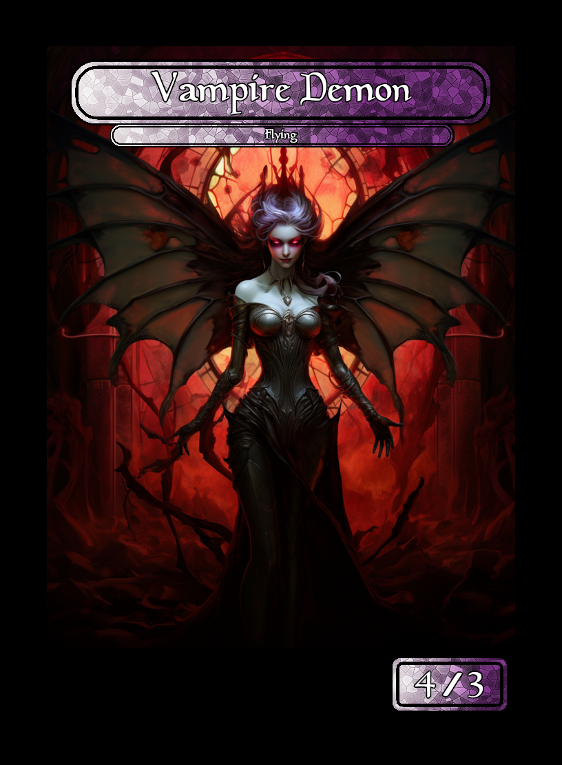 Vampire Demon token - custom Stained Glass art design for tabletop gaming