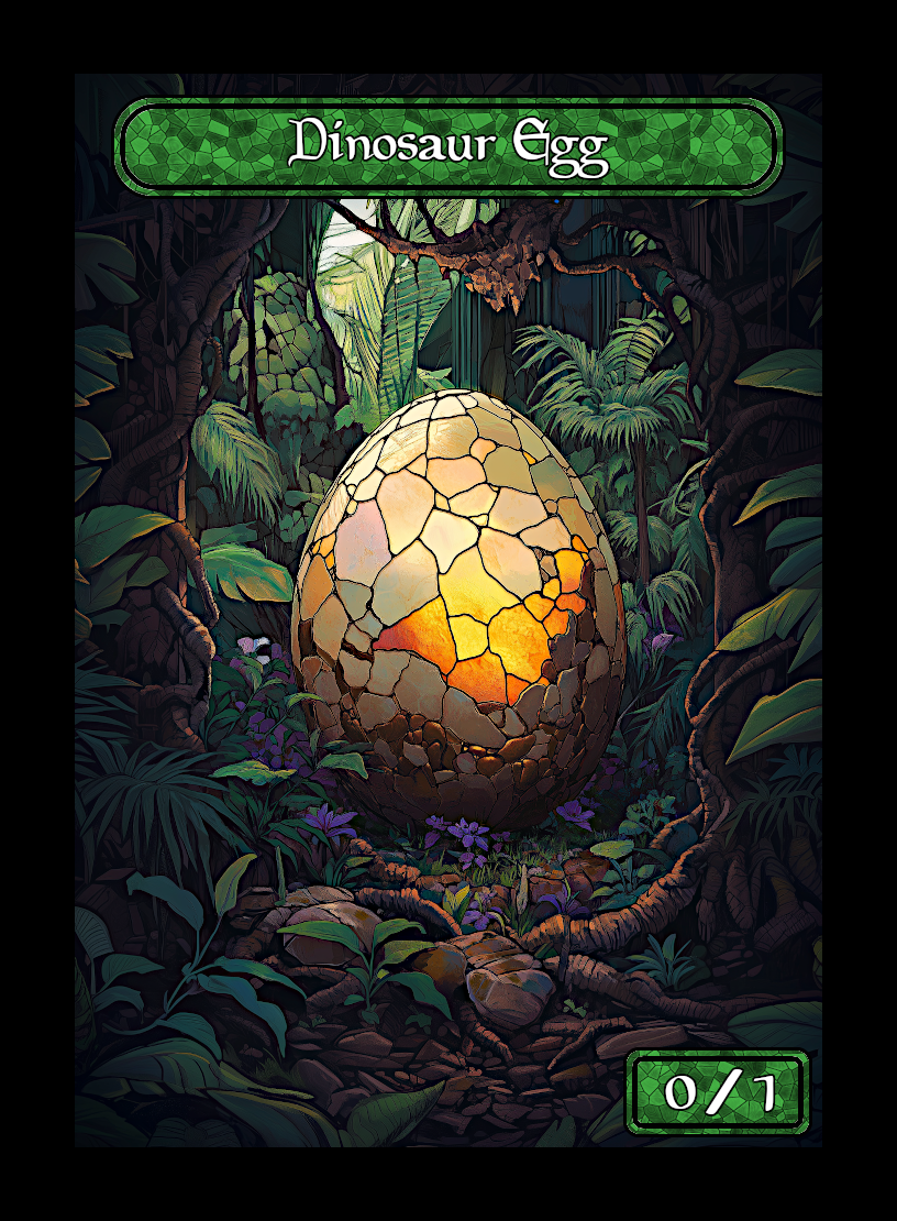 Dinosaur Egg token - custom Stained Glass art design for tabletop gaming