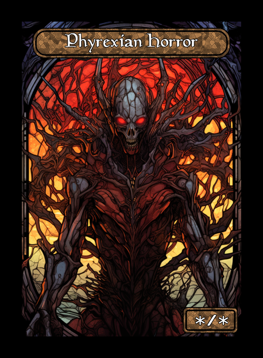 Phyrexian Horror token - custom Stained Glass art design for tabletop gaming
