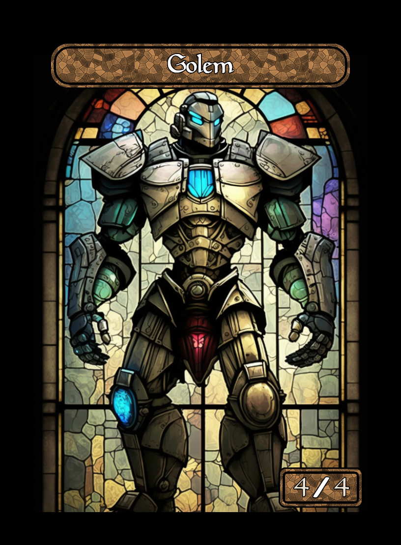 Golem token - custom Stained Glass art design for tabletop gaming