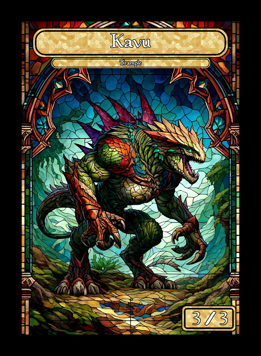 Kavu token - custom Stained Glass art design for tabletop gaming