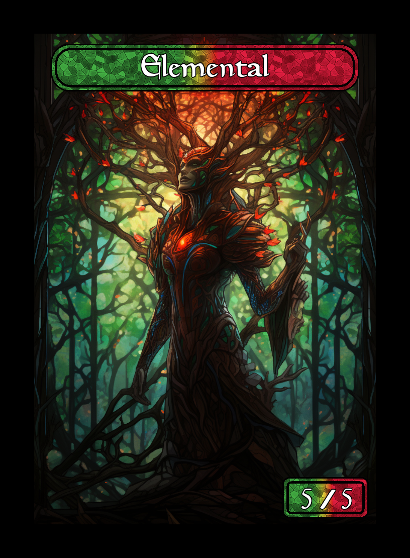 Elemental token - custom Stained Glass art design for tabletop gaming
