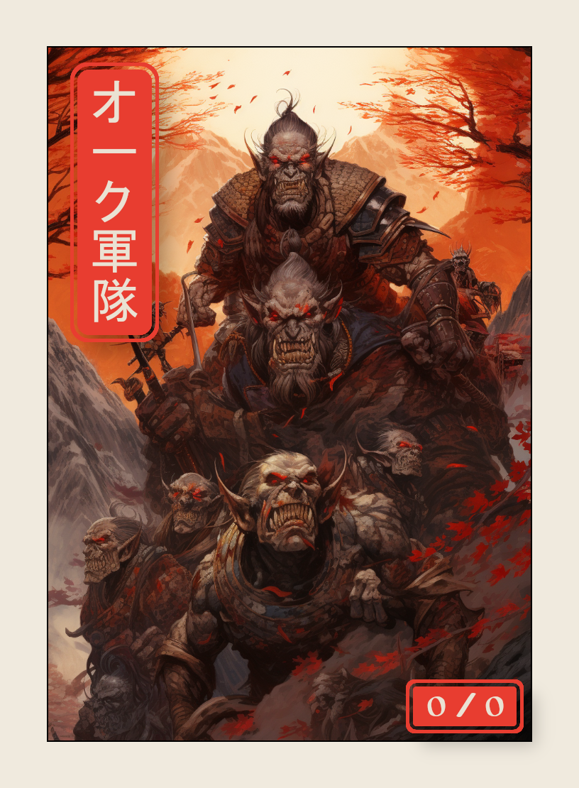 Orc Army token - custom Japanese art design for tabletop gaming