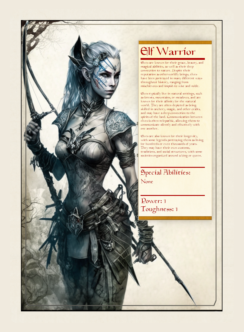 Elf Warrior token - custom Monster Profile art design for tabletop gaming