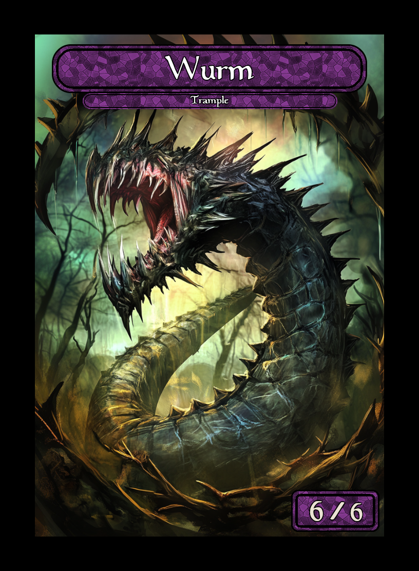 Wurm token - custom Stained Glass art design for tabletop gaming