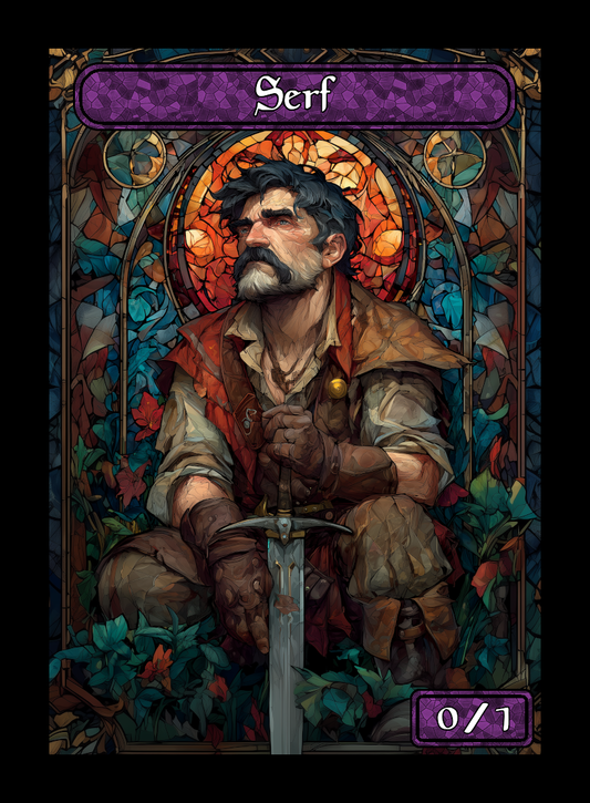 Serf token - custom Stained Glass art design for tabletop gaming