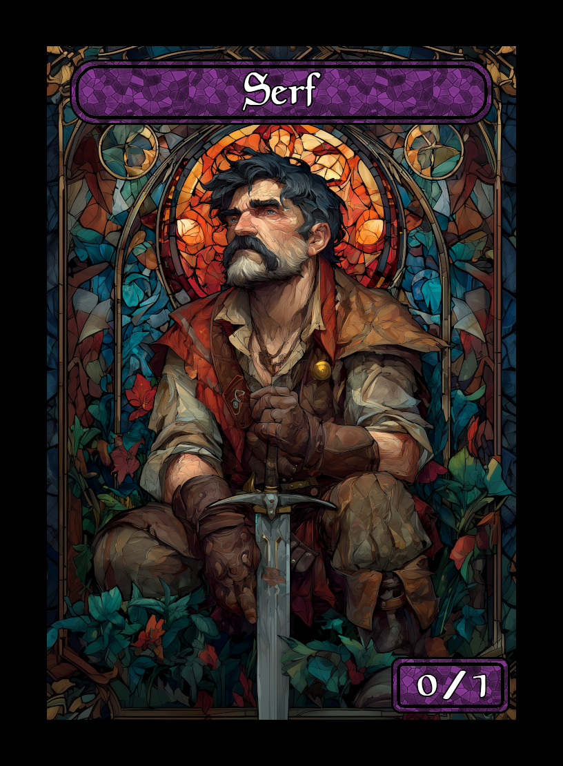 Serf token - custom Stained Glass art design for tabletop gaming