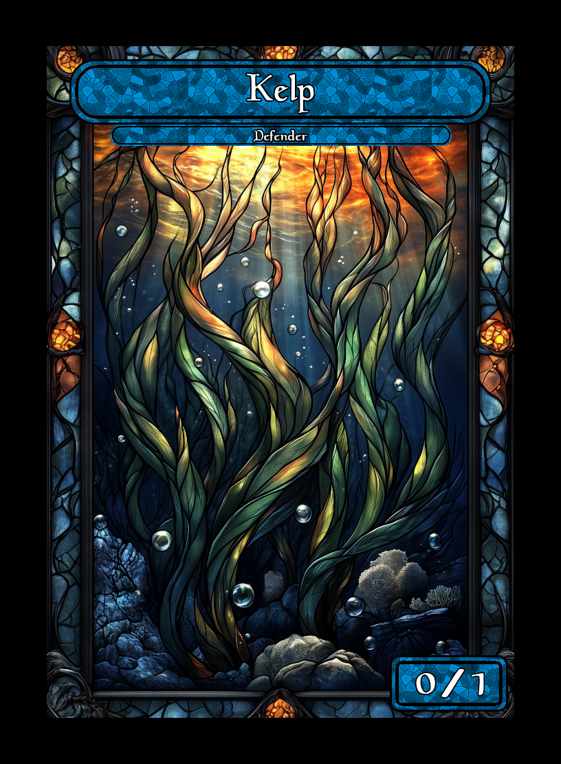 Kelp token - custom Stained Glass art design for tabletop gaming