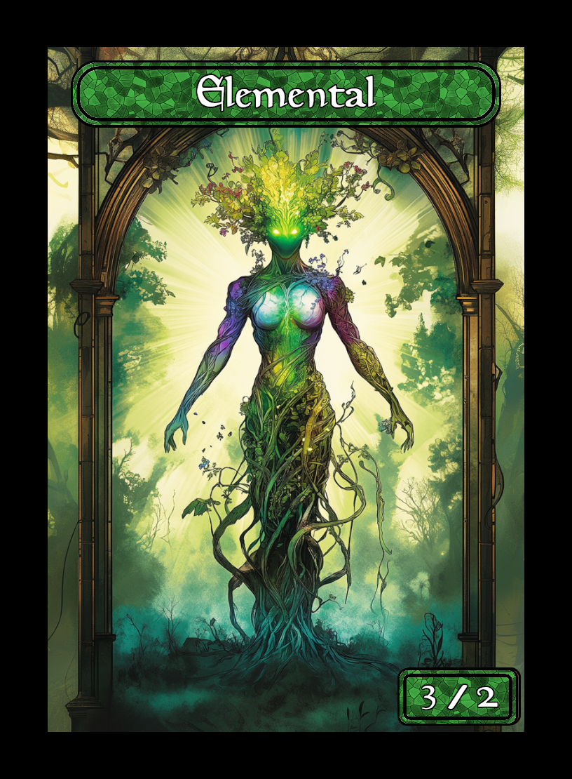 Elemental token - custom Stained Glass art design for tabletop gaming