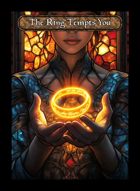 The Ring Tempts You token - custom Stained Glass art design for tabletop gaming