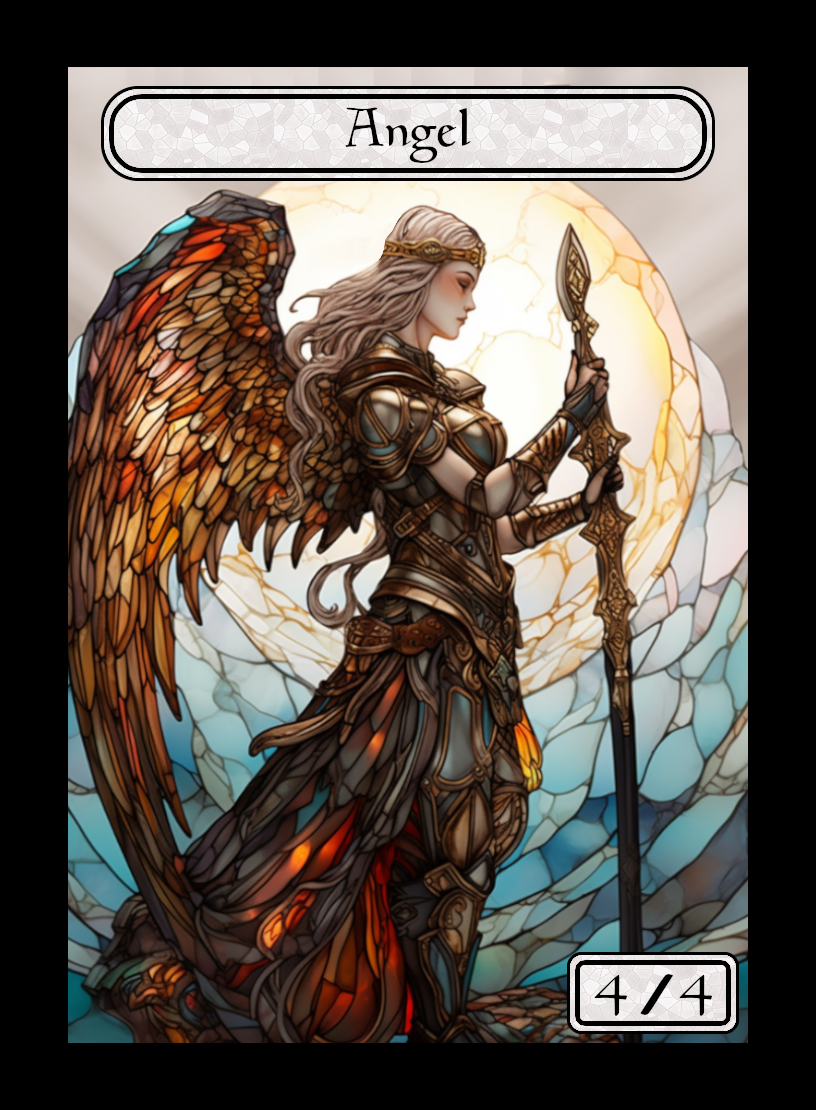 Angel token - custom Stained Glass art design for tabletop gaming