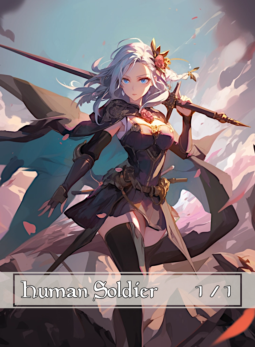 Human Soldier token - custom Anime art design for tabletop gaming