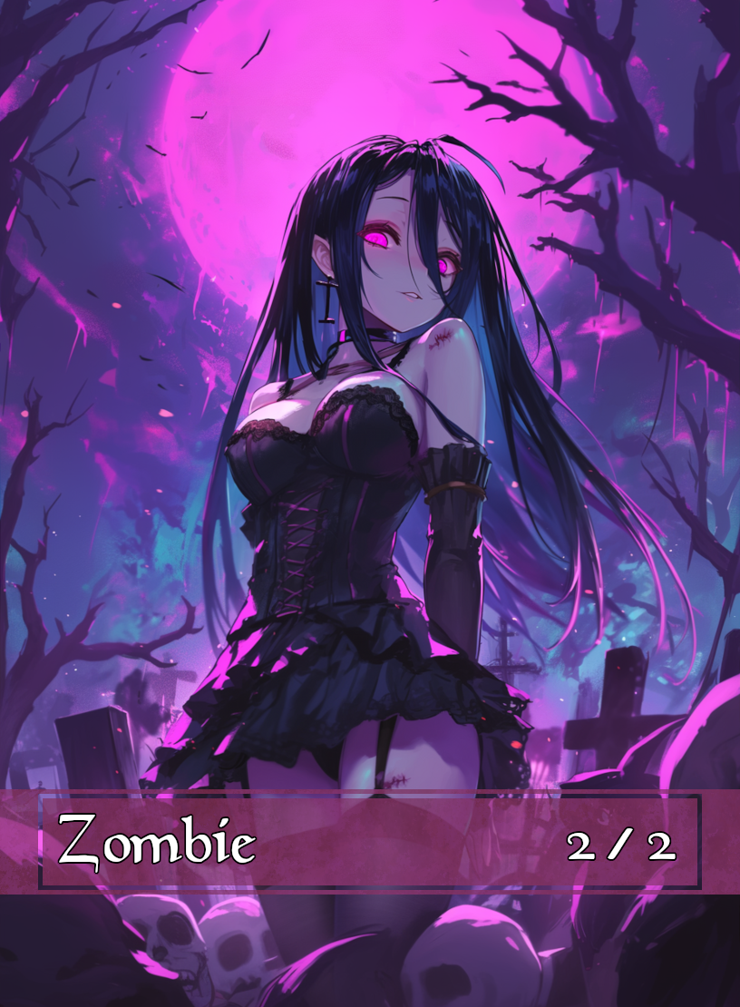 Zombie token - custom Anime art design for tabletop gaming