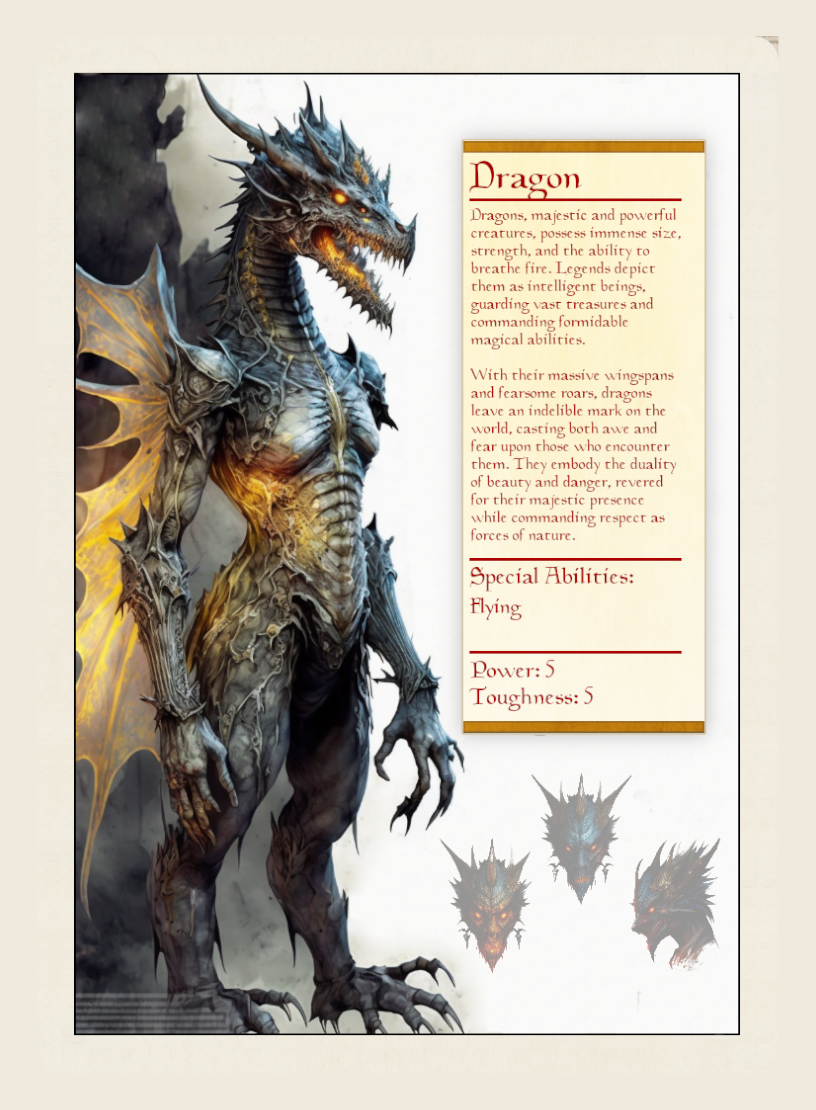 Dragon token - custom Monster Profile art design for tabletop gaming