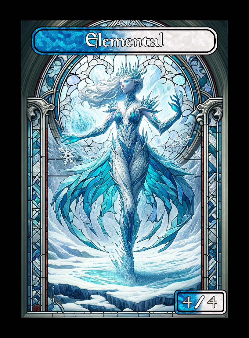 Elemental token - custom Stained Glass art design for tabletop gaming
