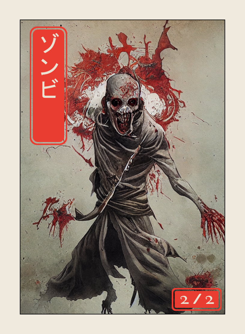 Zombie token - custom Japanese art design for tabletop gaming
