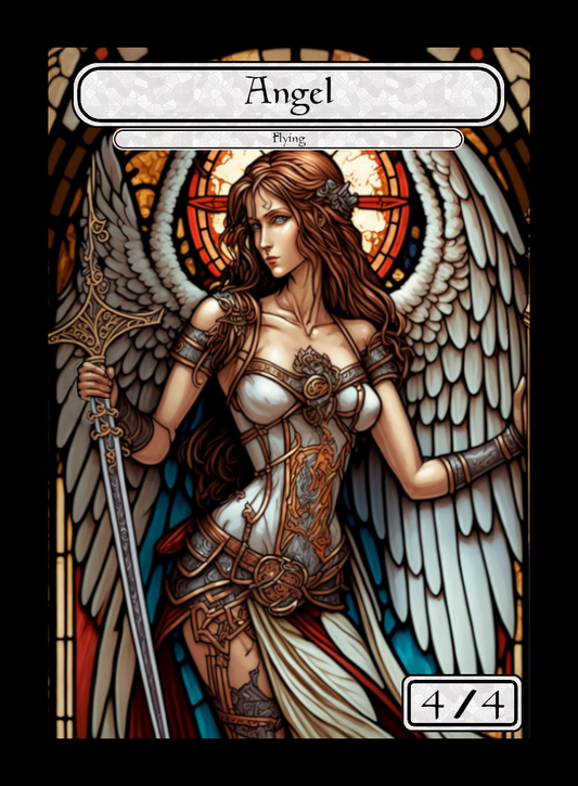Angel token - custom Stained Glass art design for tabletop gaming