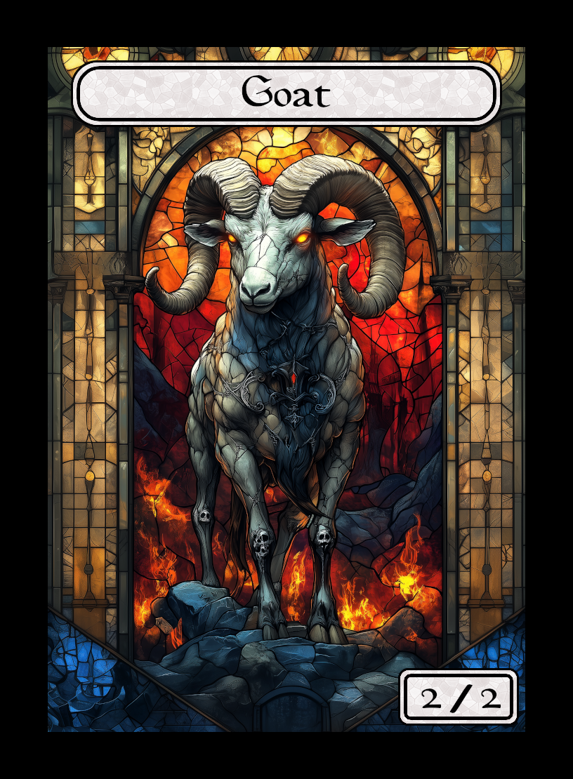 Goat token - custom Stained Glass art design for tabletop gaming