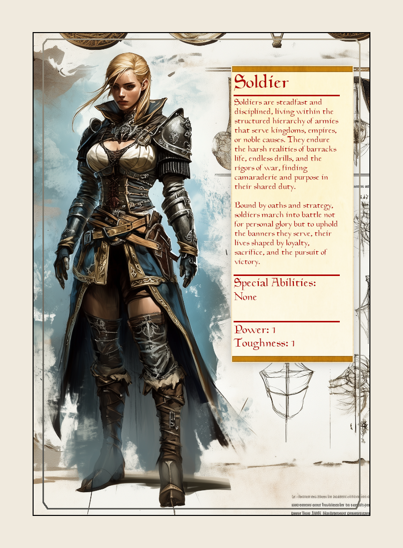 Soldier token - custom Monster Profile art design for tabletop gaming
