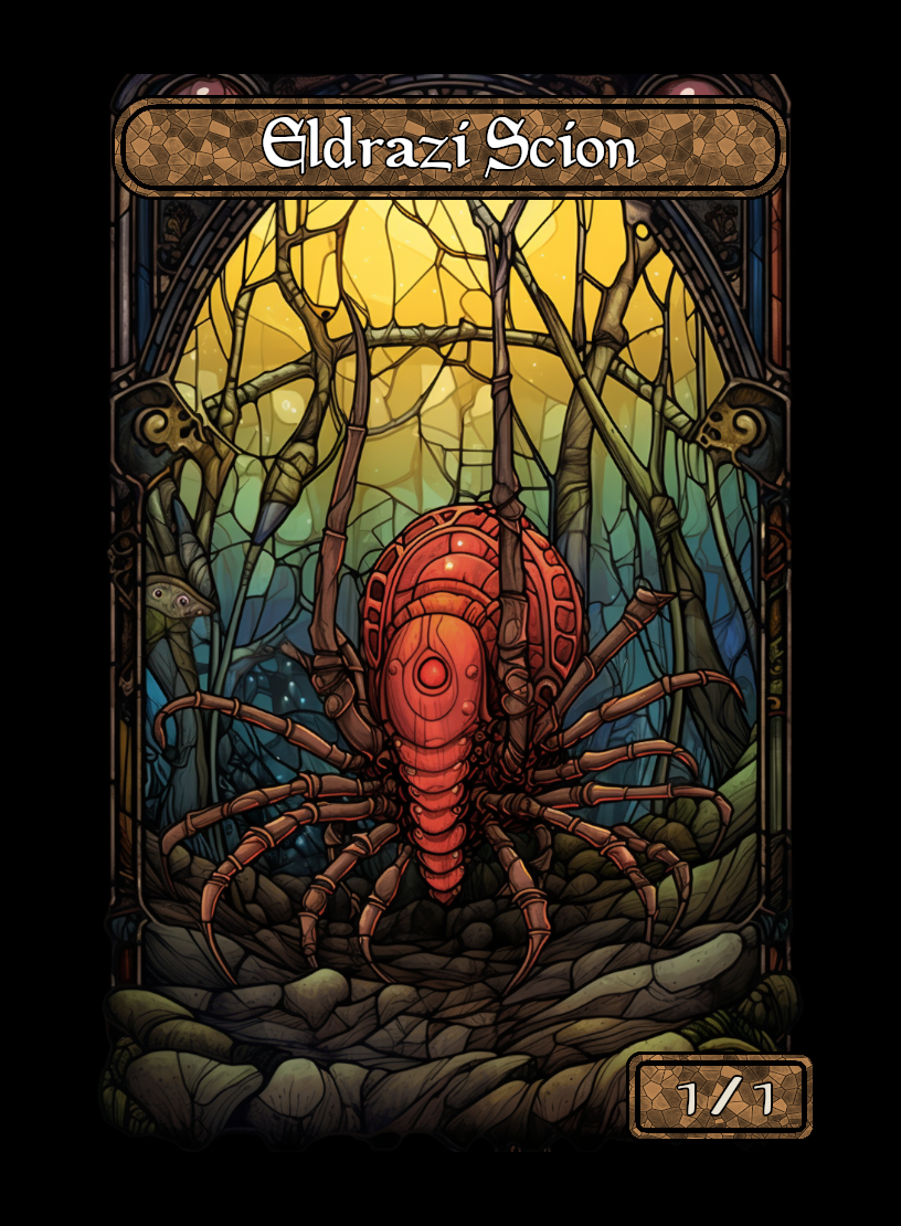 Eldrazi Scion token - custom Stained Glass art design for tabletop gaming