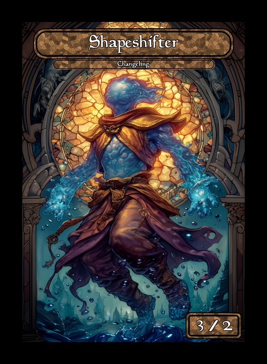 Shapeshifter token - custom Stained Glass art design for tabletop gaming