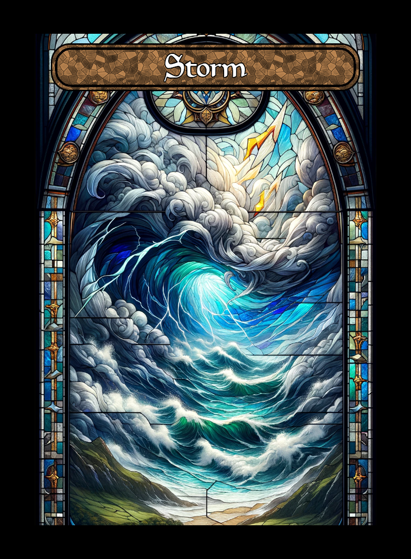 Storm token - custom Stained Glass art design for tabletop gaming