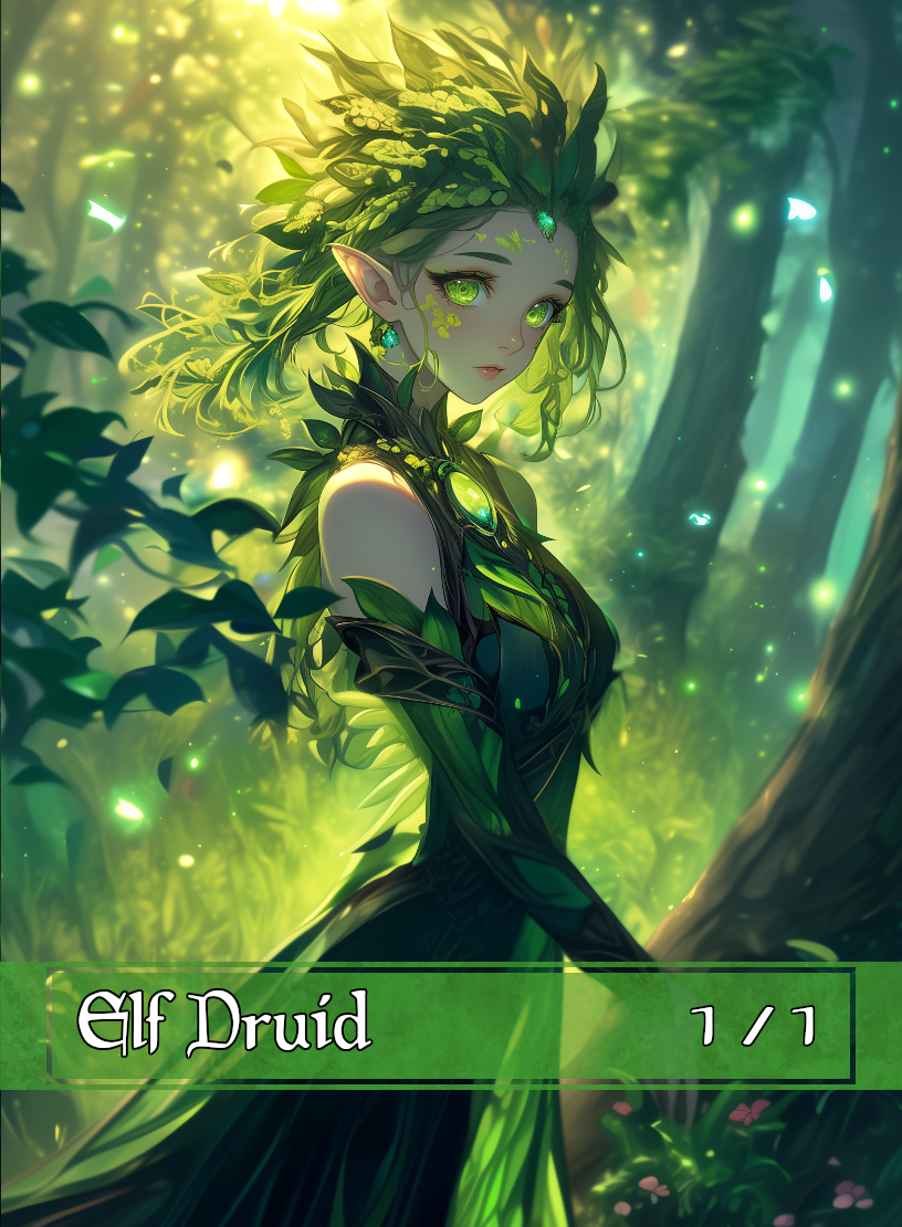 Elf Druid token - custom Anime art design for tabletop gaming