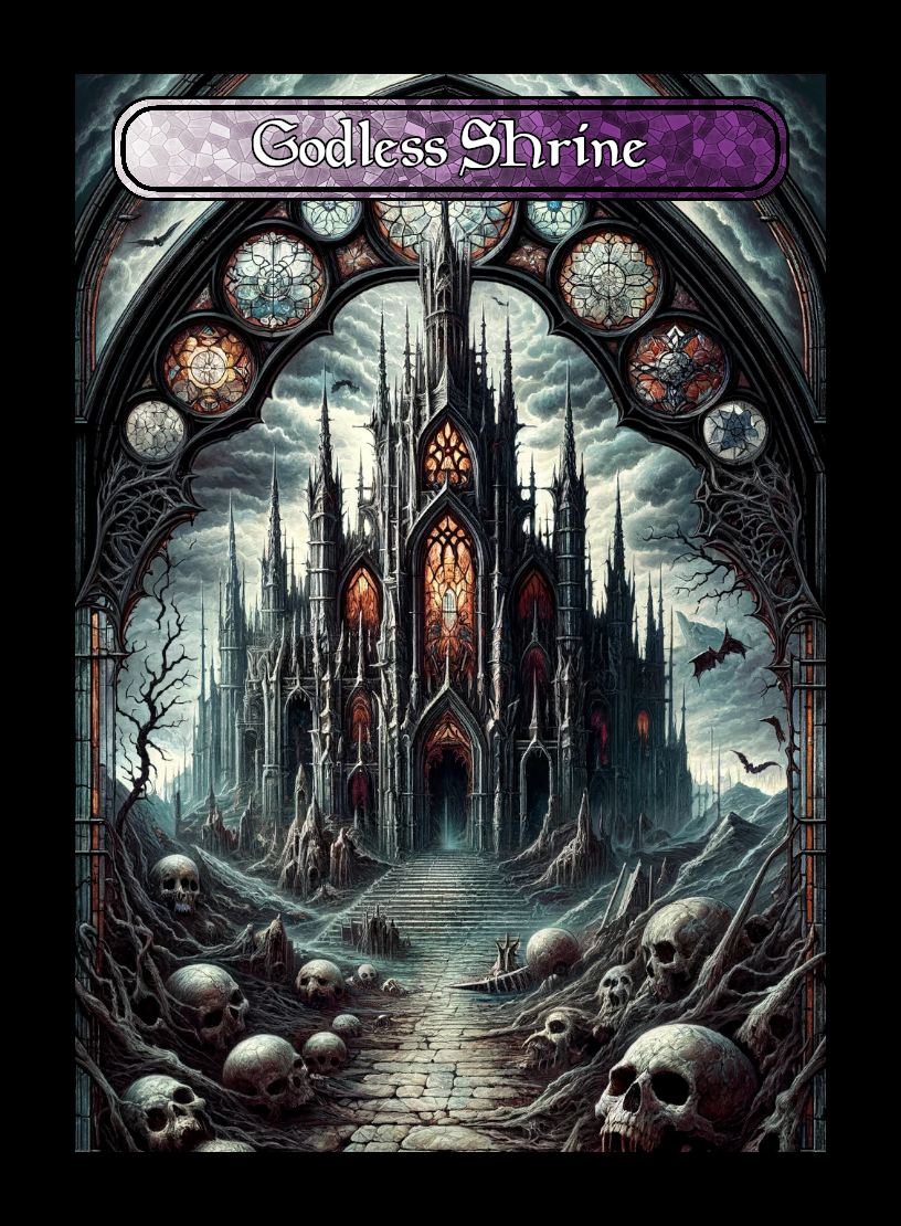 Godless Shrine token - custom Stained Glass art design for tabletop gaming