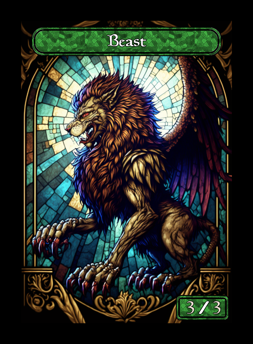 Beast token - custom Stained Glass art design for tabletop gaming