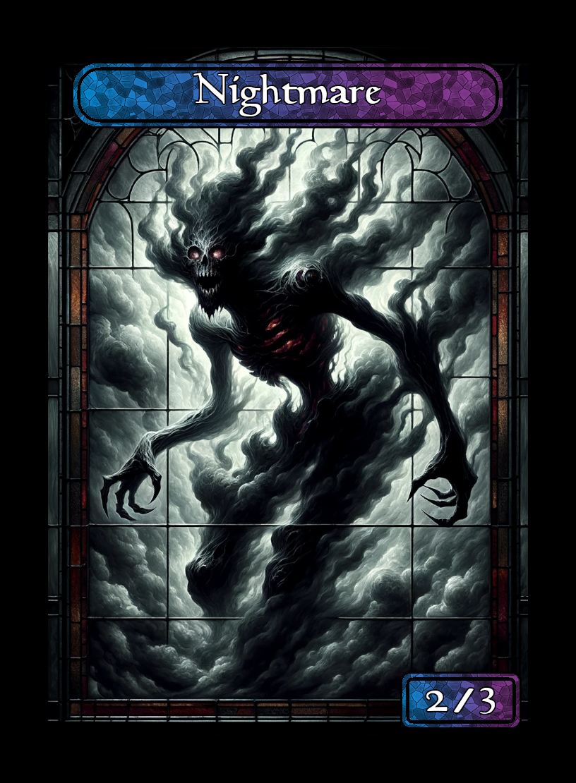 Nightmare token - custom Stained Glass art design for tabletop gaming