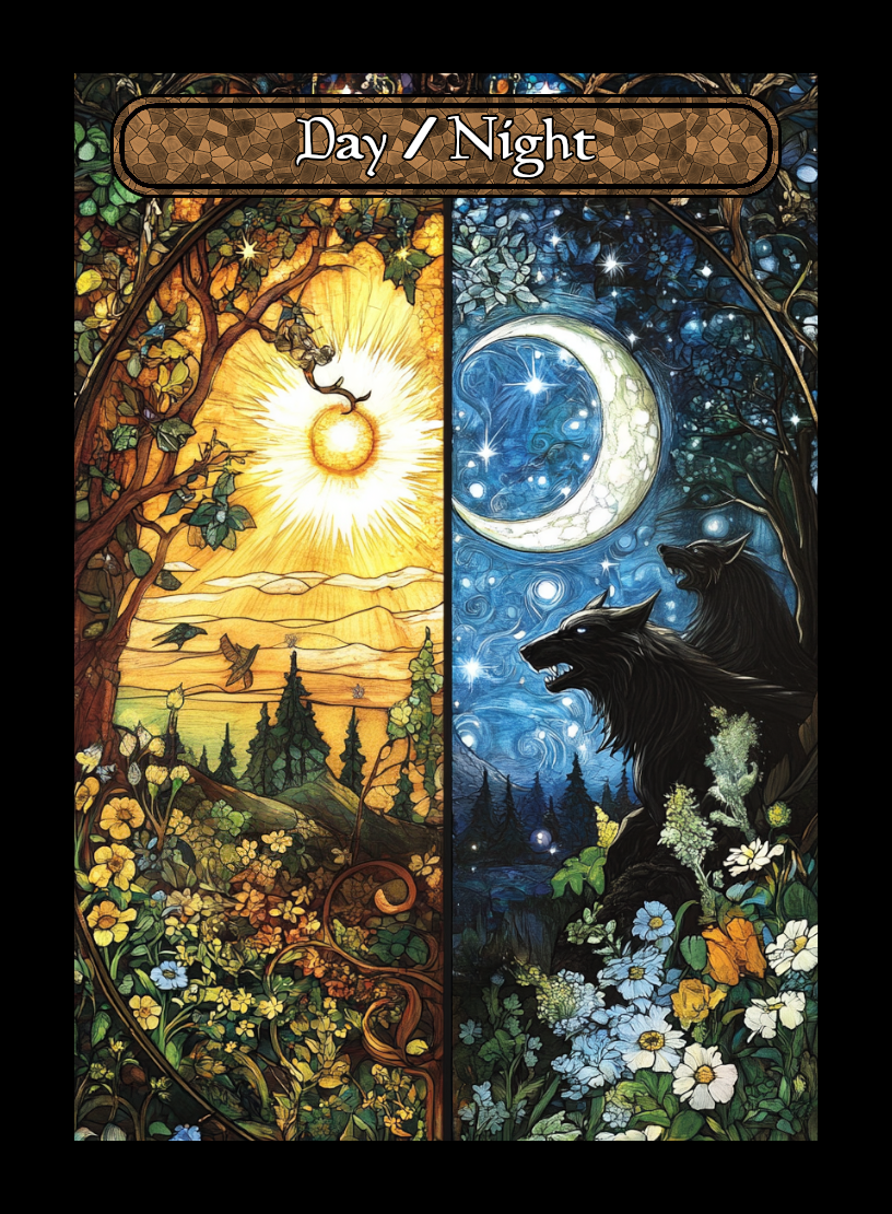 Day/Night token - custom Stained Glass art design for tabletop gaming