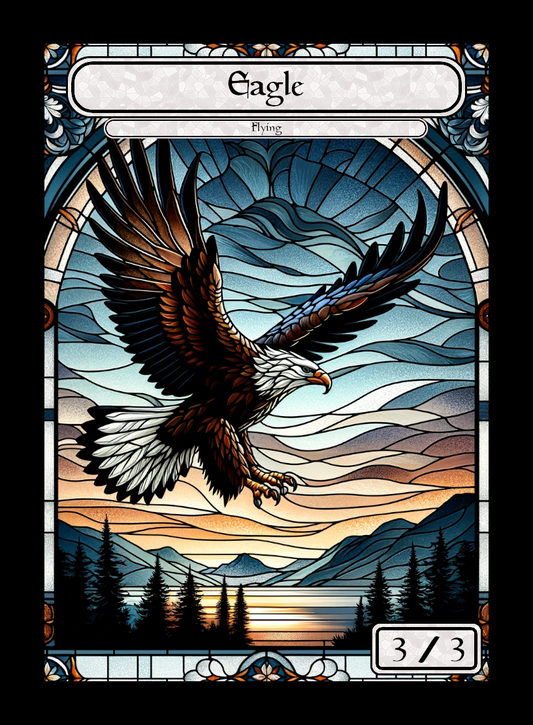 Eagle token - custom Stained Glass art design for tabletop gaming