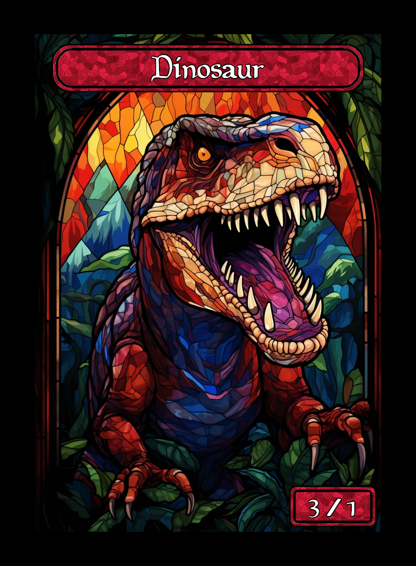 Dinosaur token - custom Stained Glass art design for tabletop gaming
