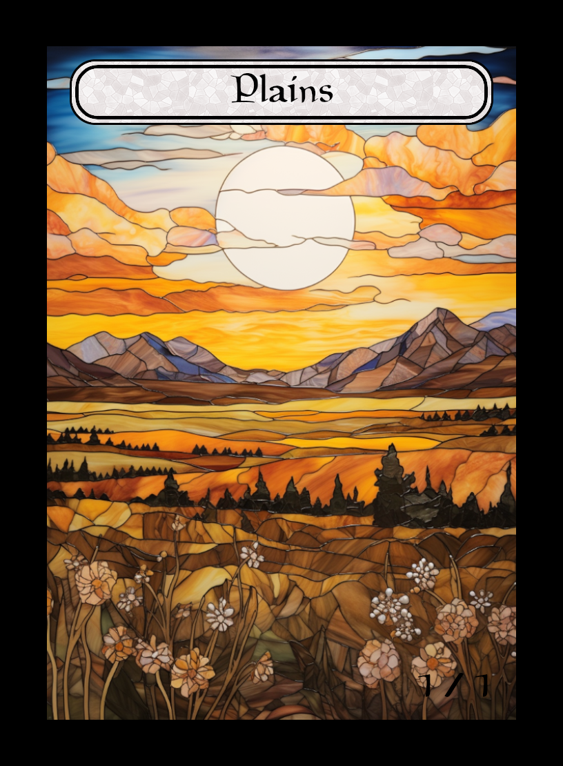Plains token - custom Stained Glass art design for tabletop gaming