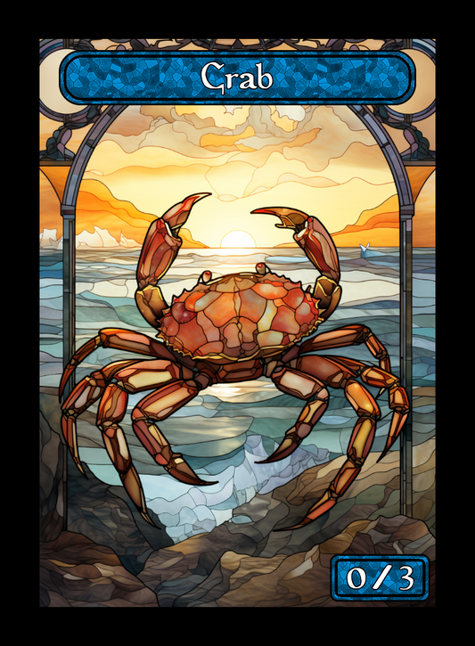 Crab token - custom Stained Glass art design for tabletop gaming
