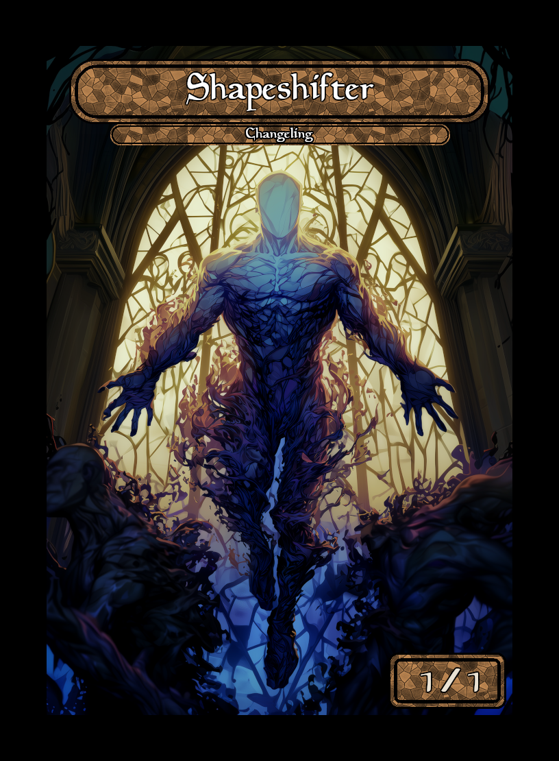 Shapeshifter token - custom Stained Glass art design for tabletop gaming