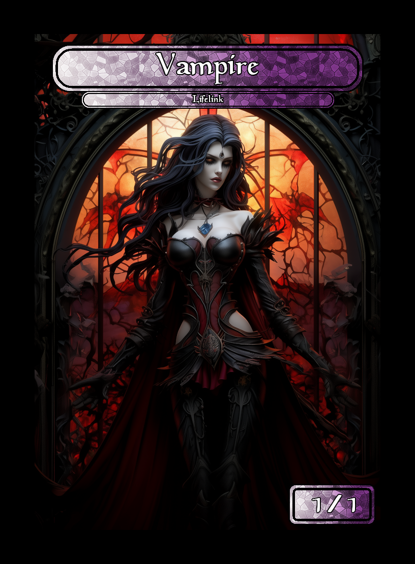 Vampire token - custom Stained Glass art design for tabletop gaming