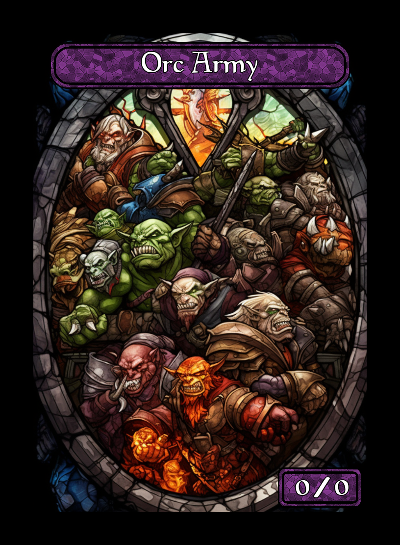 Orc Army token - custom Stained Glass art design for tabletop gaming
