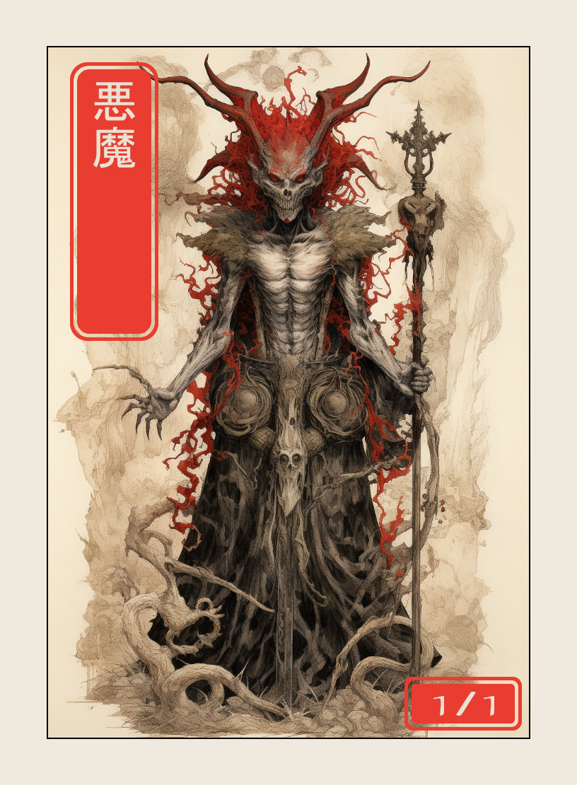 Devil token - custom Japanese art design for tabletop gaming
