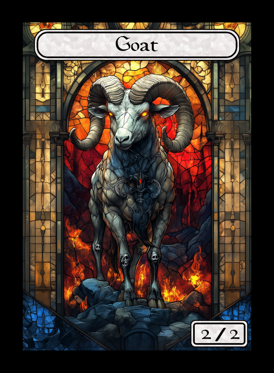 Goat token - custom Stained Glass art design for tabletop gaming
