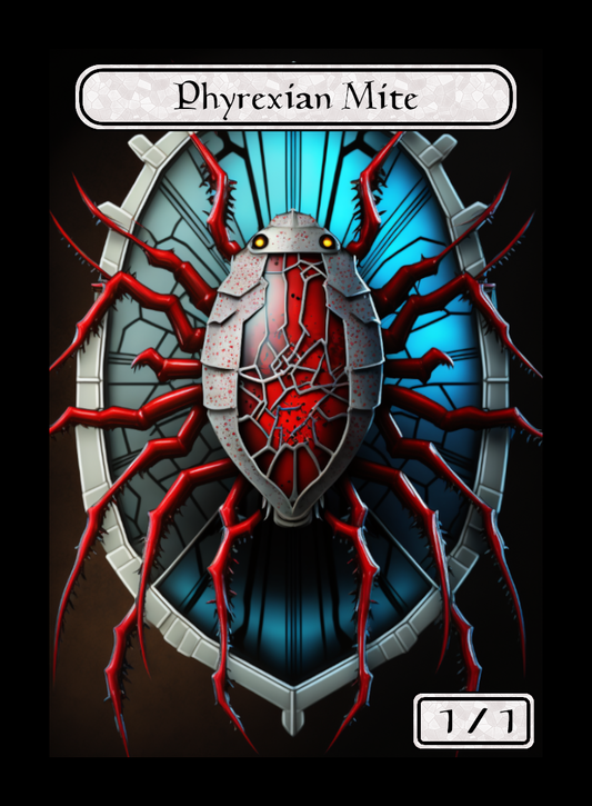 Phyrexian Mite token - custom Stained Glass art design for tabletop gaming