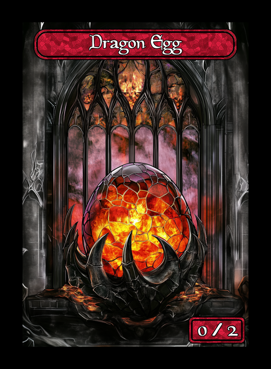 Dragon Egg token - custom Stained Glass art design for tabletop gaming