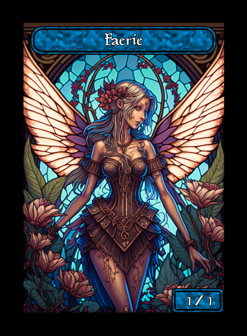 Faerie token - custom Stained Glass art design for tabletop gaming
